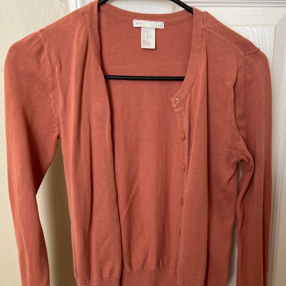 Orange H&M button up cardigan
